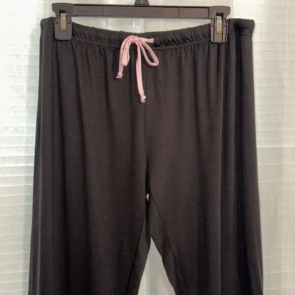 BORN Black White Button DownβNotched Collar Short Sleeve Long Pants Pajama Set - Picture 9 of 12